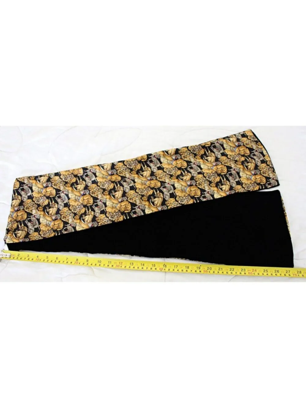 Vintage 1980s Silk + Velvet Dog Pattern Novelty Scarf, Nicole Miller Style, USA